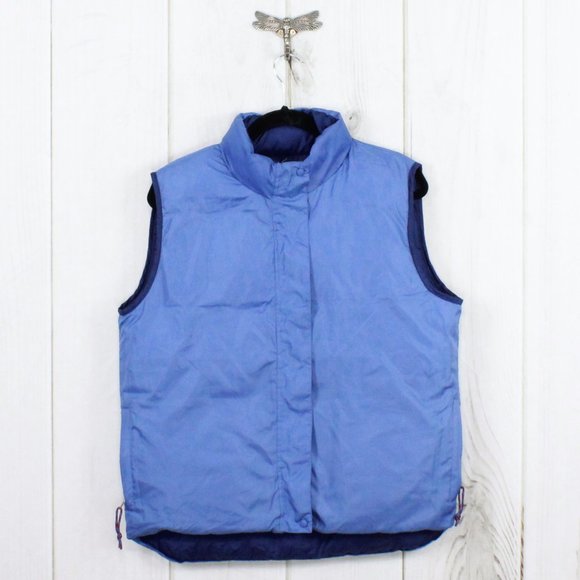 L.L. Bean Jackets & Blazers - LL Bean Blue Reversible Goose Down Full Zip Button Snap Winter Vest Size M